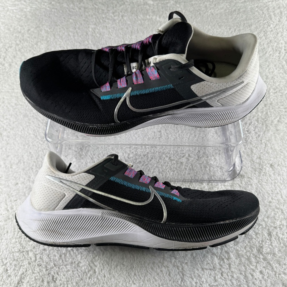 Size 11 - Nike Air Zoom Pegasus 38 Black Metallic Silver Men's Running Shoes